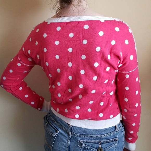 Arizona JeansCo. Pink Sweater with White Polka Dots - Picture 2 of 3